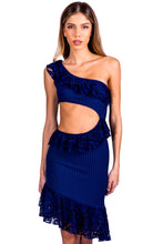 Charger l'image dans la galerie, Model Front: Despi Mini Dress Lace Ruffle Dress Navy