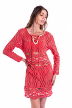 Charger l'image dans la galerie, Model Front: Despi Mini Dress Crocheted Tunic Watermelon