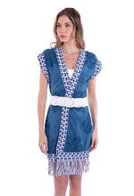 Charger l'image dans la galerie, Model Front: Despi Robe De Plage Macrame Belted Kimono Indigo-Co