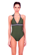 Charger l'image dans la galerie, Model Front: Despi Une Pièce Crocheted Reversible Op Olive