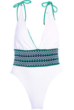 Charger l'image dans la galerie, Product Back: Despi Une Pièce Deep V Neck Reversible Op Malachita
