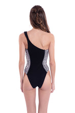 Charger l'image dans la galerie, Model Back: Despi Une Pièce Ripped One Shoulder Op Black-Co
