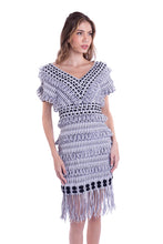 Charger l'image dans la galerie, Model Front: Despi Mini Dress Fringed Skirt Set Black-Co
