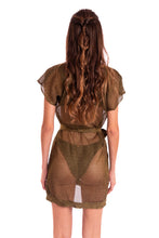 Charger l'image dans la galerie, Model Back: Despi Mini Dress Gleaming Tunic Shiny Cactus
