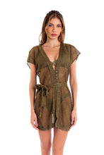 Charger l'image dans la galerie, Model Front: Despi Mini Dress Gleaming Tunic Shiny Cactus
