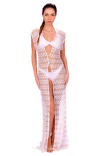 Charger l'image dans la galerie, Model Front: Despi Vêtement De Plage Lace Zig Zag Positano Gold Metal
