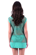 Charger l'image dans la galerie, Model Back: Despi Mini Dress Fish Net Tunic Malachite
