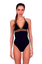 Charger l'image dans la galerie, Model Front: Despi Une Pièce Crocheted Reversible Op Black White
