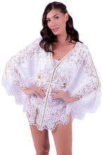 Charger l'image dans la galerie, Model Front: Despi Mini Dress Poncho Off White
