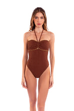 Charger l'image dans la galerie, Model Front: Despi Une Pièce Frou Frou Bandeau Op Shiny-Mocha
