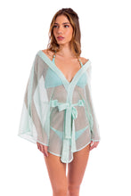 Charger l'image dans la galerie, Model Front: Despi Robe De Plage Kaftan Shiny Aquamarine
