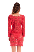 Charger l'image dans la galerie, Model Back: Despi Mini Dress Crocheted Tunic Watermelon
