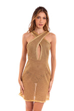 Charger l'image dans la galerie, Model Front: Despi Mini Dress Criss-Cross Dress Gold
