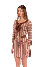 Charger l'image dans la galerie, Model Front: Despi Mini Dress Hippie Chic Tunic Shiny-Mocha
