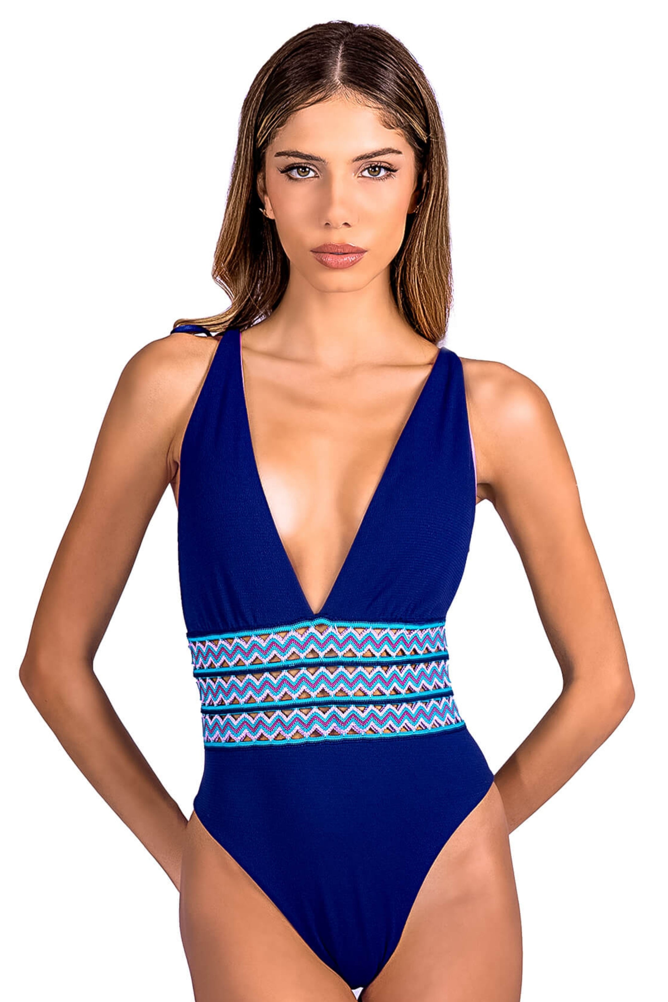Deep V Neck Reversible Op Navy Orchid