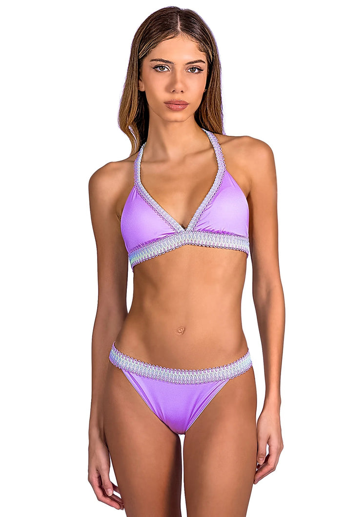 Model Front: Despi Ensemble Bikini Crocheted Orchid Sea Spray