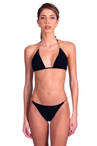 Model Front: Despi Ensemble Bikini Gold Chain Black