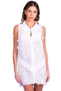 Model Front: Despi Mini Dress Dasies Tunic Off White