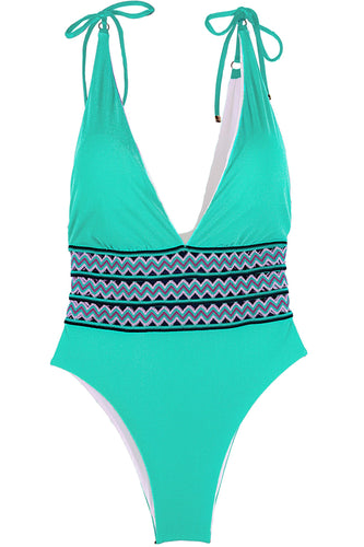 Product Front: Despi Une Pièce Deep V Neck Reversible Op Malachita