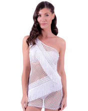 Charger l&#39;image dans la galerie, Gallery: Despi Mini Dress Fish Net One Shoulder Dress White
