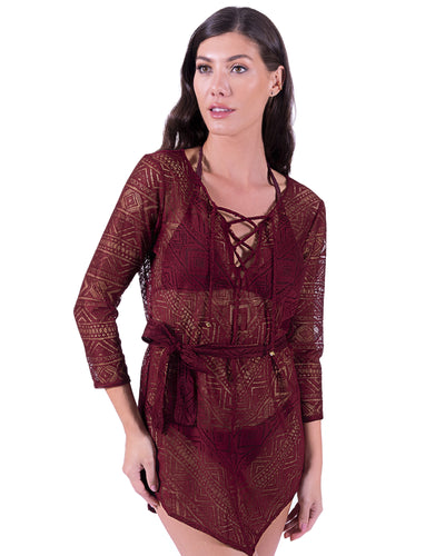 Gallery: Despi Mini Dress Indonesia Tunic Burgundy
