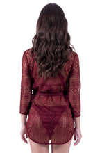 Charger l&#39;image dans la galerie, Model Back: Despi Mini Dress Indonesia Tunic Burgundy

