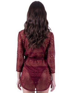 Image 04: Despi Mini Dress Indonesia Tunic Burgundy