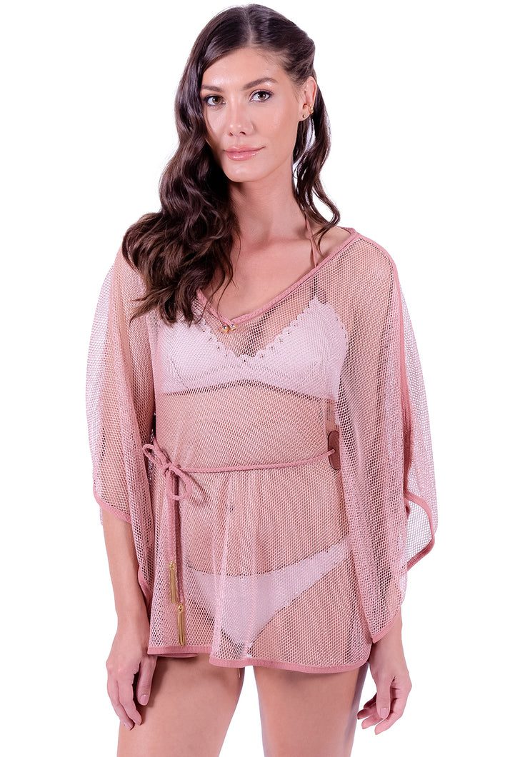 Model Front: Despi Robe De Plage Kaftan Rose Gold