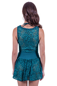 Model Back: Despi Haut De Plage Lace Cropped Tank Teal