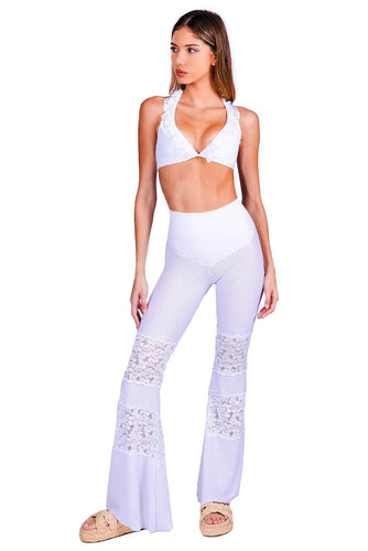 Model Front: Despi Pantalon De Plage Lace Cut Out Pants White