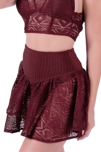Gallery: Despi Jupe De Page Lace Mini Skirt Burgundy