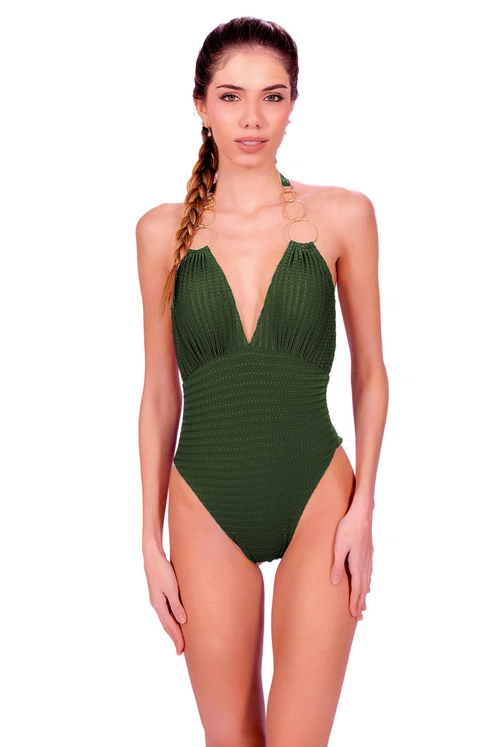 Model Front: Despi Une Pièce Linked Rngs Op Olive