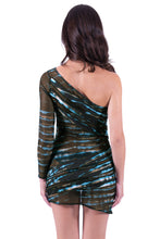 Charger l&#39;image dans la galerie, Model Back: Despi Mini Dress One Shoulder Mesh Tunic Ocean Tide
