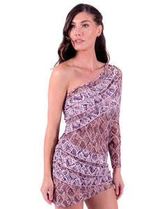 Gallery: Despi Mini Dress One Shoulder Tunic Serpent