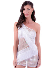 Charger l&#39;image dans la galerie, Fish Net One Shoulder Dress White

