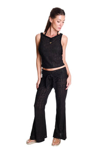 Tie Front Pants Black