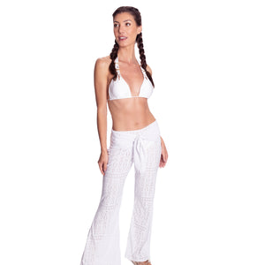 Tie Front Pant White